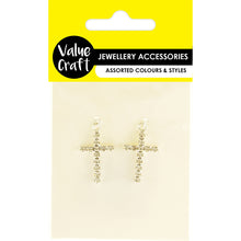 Load image into Gallery viewer, Jewellery Finding 3.5cm Diamante Crucifix Silver 2PC
