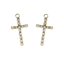 Load image into Gallery viewer, Jewellery Finding 3.5cm Diamante Crucifix Silver 2PC
