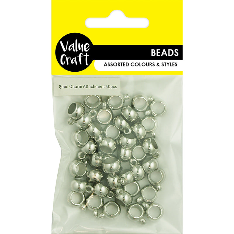 BEAD CCB 10MM TeaCupCharm Attachment Silver 40 PCs