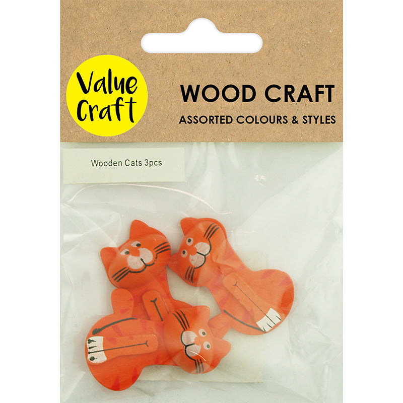 3D Embellishments Wooden - Cats Orange 3Pcs