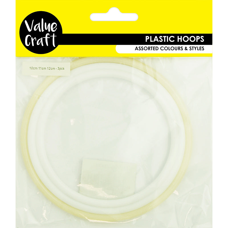 Hoop Plastic 10CM 11CM 12CM | White 3PCs - Hot Dollar Newtown