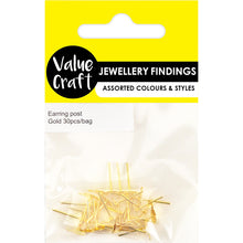 Load image into Gallery viewer, Jewellery Findings Earring Post with Hole Silver or Gold 30PCs | Hot Dollar Newtown
