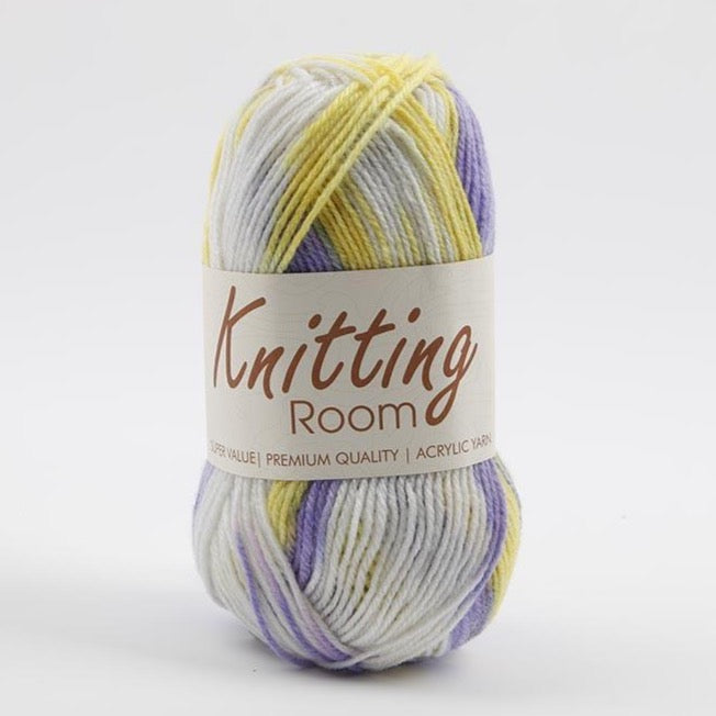 100g Knitting Yarn - Yellow/ Purple/ White Multi
