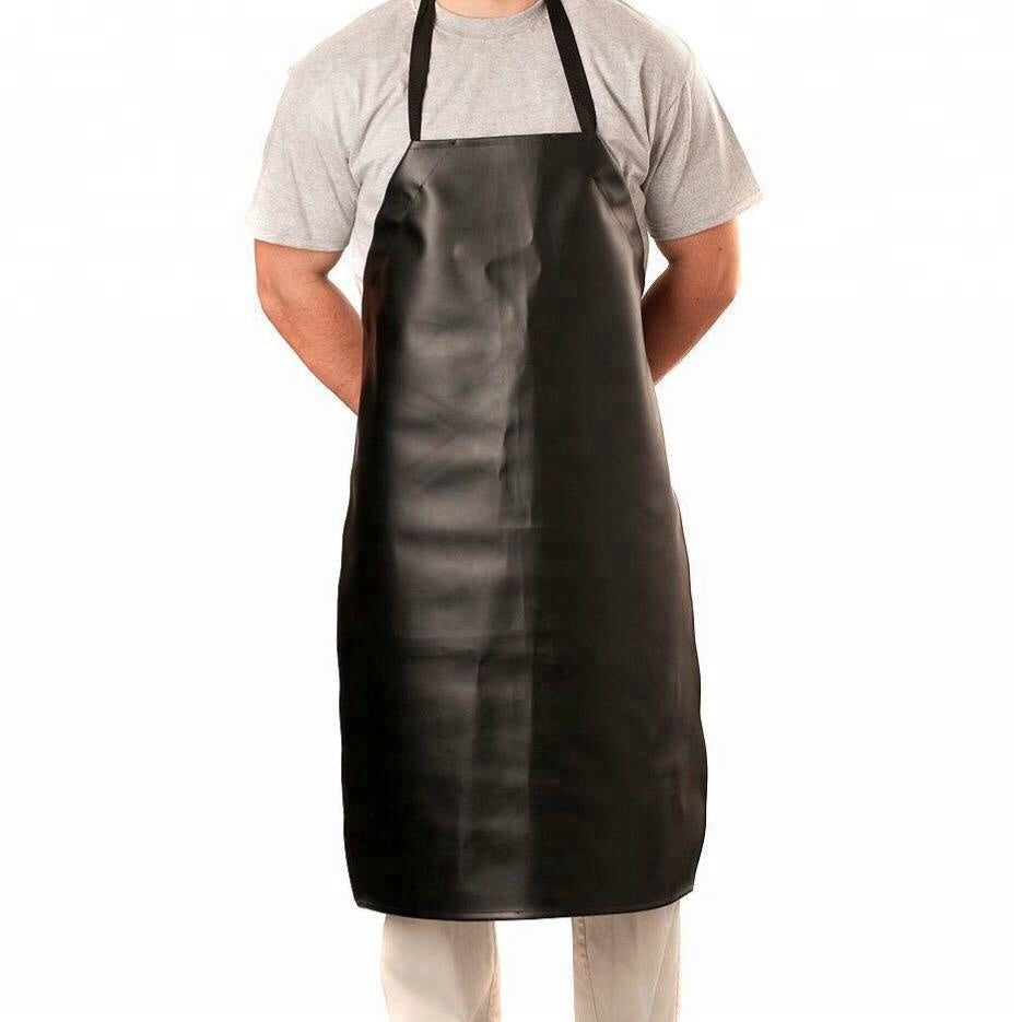 Apron, leather black with pockets
